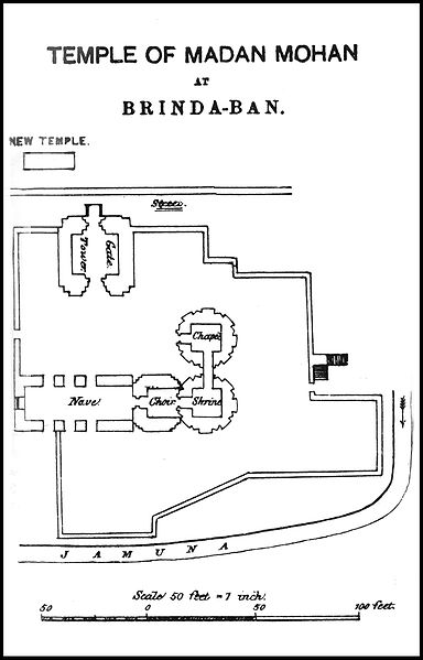 चित्र:Madan Mohan Temple Vrindavan Map By Growse-1.jpg